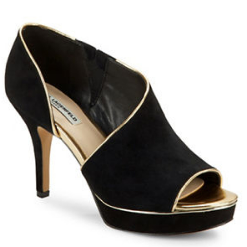 NWT Karl Lagerfeld Evette Suede Dorsay Platforms